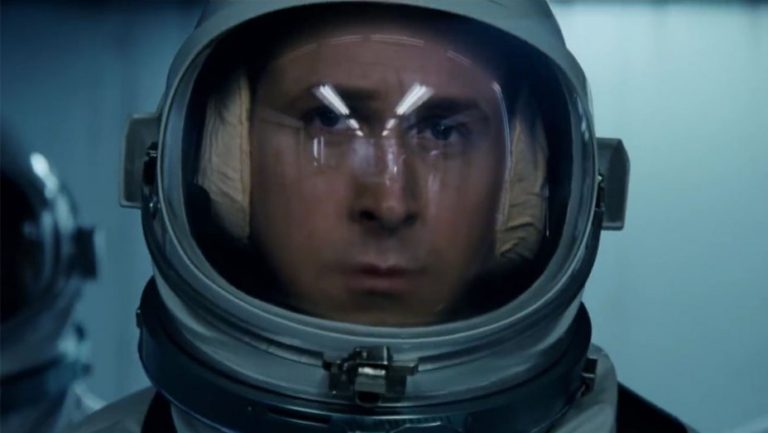 Review: Ryan Gosling and Director Damien Chazelle’s Lyrical, Brilliant “First Man” Has Plenty of Patriotism, and Lots of American Flags