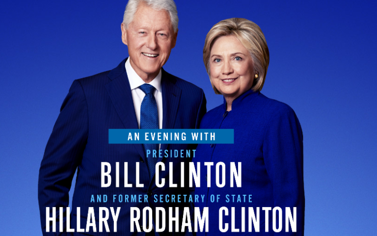 Tuesday’s Evening with the Clintons in Sugarland, Texas Has Plenty of Seats Available Down to $29.50