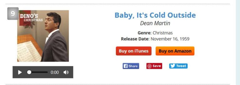 Despite PC-Shaming and Radio Ban (or Because of it) “Baby It’s Cold Outside” Sung by Dean Martin is Number 9 on iTunes