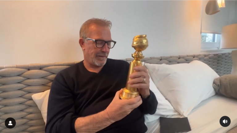 Watch Kevin Costner Unbox His Golden Globe And Never Mention the Show It Was For, “Yellowstone”