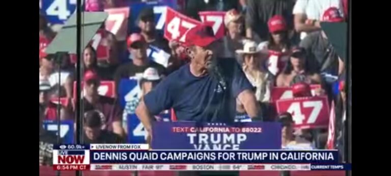 Actor Dennis Quaid, With Two Dead Movies at Box Office, Supports 34 Time Felon Donald Trump at Rally (Watch)